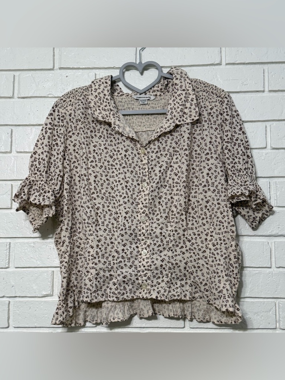 American Eagle Smocked Floral Crop Blouse – Size XXL